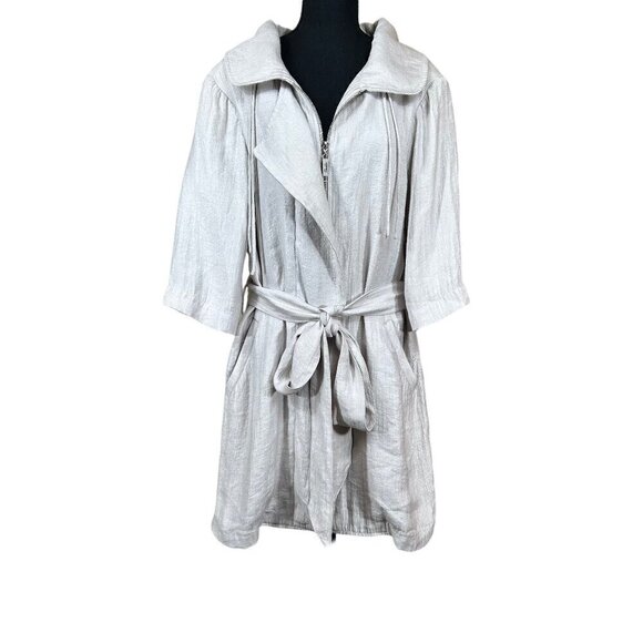 Shoulder Brazil-Made White Viscose Blend Trench Coat Size M - Picture 1 of 12